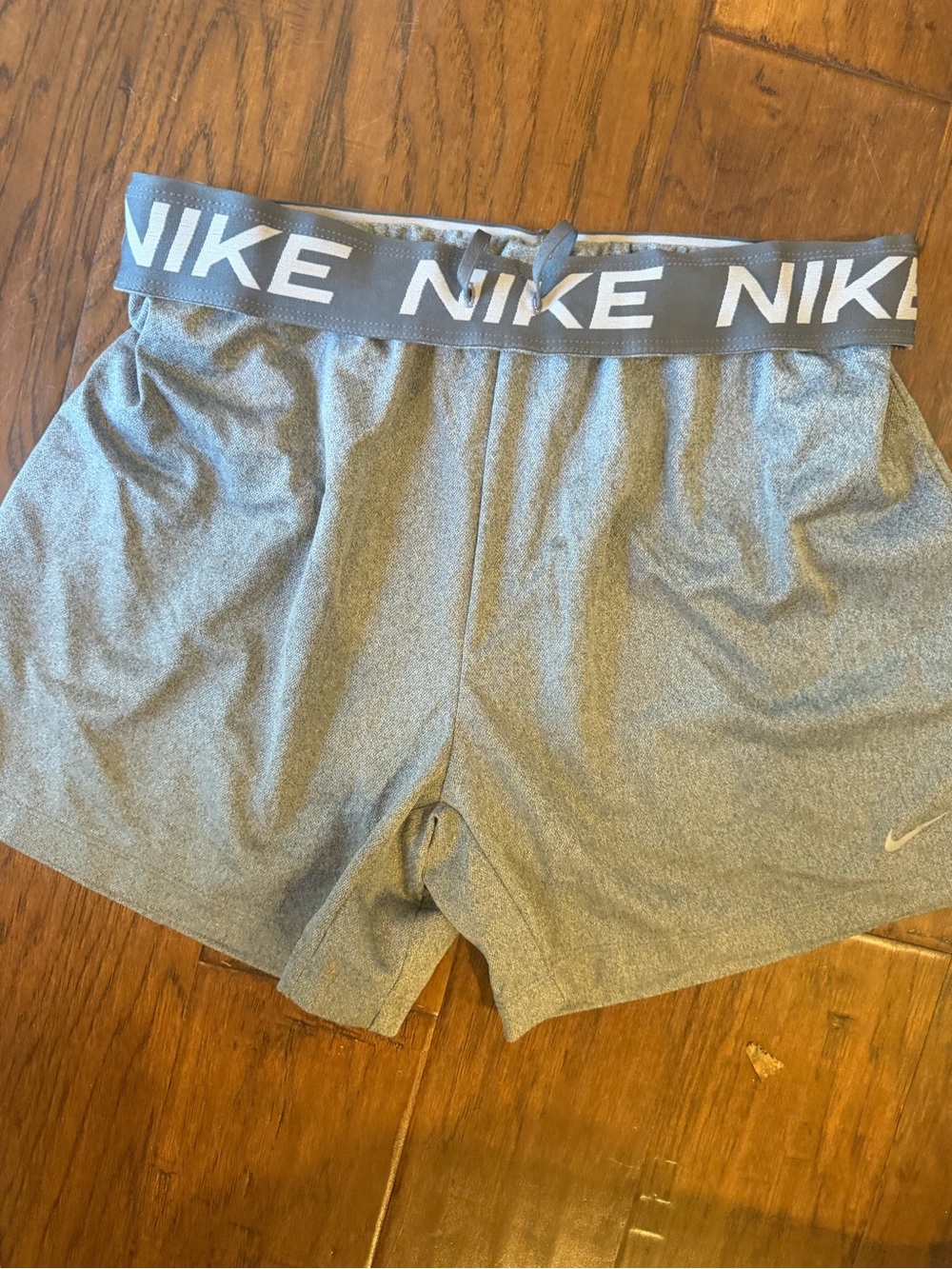 Nike Women's Heather Gray Athletic Shorts with Logo Waistband